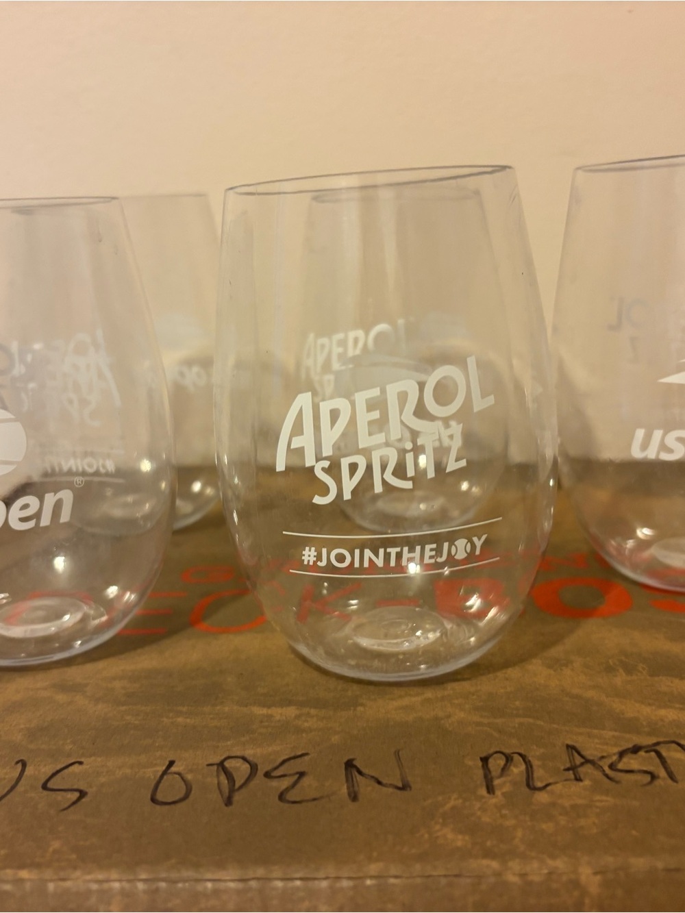 Aperol Spritz Branded Stemless Plastic Drinking Glass - Clear